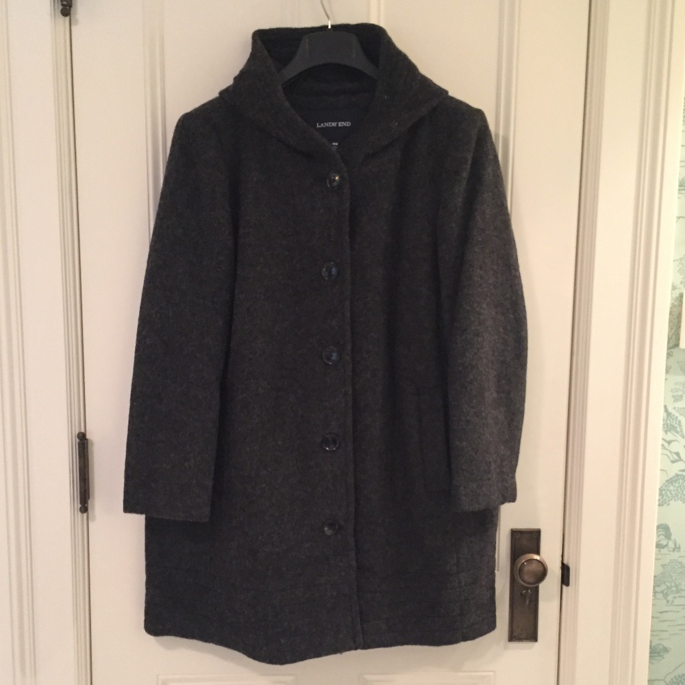 Lands End Women's Plus Size Textured Wool Coat